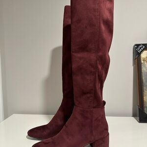 Michael Kors maroon Over the Knee Boots Suede Low Heel